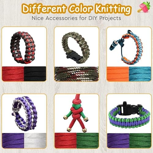 24 Colors Paracord Cord Multifunction 550lb Paracord Crafting Kit | for Making Lanyards, Bracelets, Dog Collars and DIY Projects, 10 Feet thumbnail 4