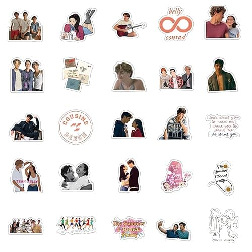 60 Pcs The Summer I Turned Pretty Classic TV Fashion Aesthetic Waterproof Vinyl Stickers for Adults for Birthday Party Supplies Decoration Favors for Water Bottles Laptop Suitcase thumbnail 8
