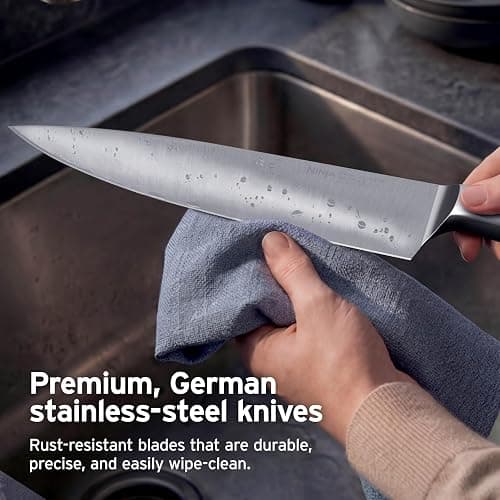 Ninja NeverDull® 10-Piece Premium German Stainless Steel Knife Set, Space-Saving Removeable Sharpener, 10-Year Guarantee, Razor Sharp Knives, NeverDull Technology, NK32010SD1, Stone thumbnail 8