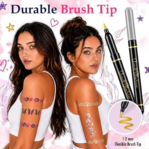 Jim&Gloria Skin Markers Temporary Tattoo Pen 10 Colors with Gold and Silver, Fake Body Paint Tattoos, Christmas Makeup, Face Painting Kit Teen Girl Gifts Trendy Stuff Adults, Birthday Gift thumbnail 4