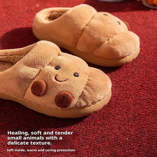 Croissant Fuzzy Slippers, Warm Non-Slip Indoor Fluffy Cute Slippers, Cartoon Croissant Slipper for Women House Shoes thumbnail 7