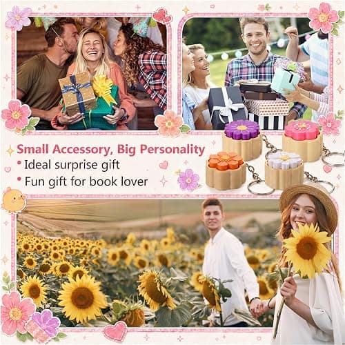 Kenning 20 Pcs Floral Clicker Fidget Keychain, 3D Sensory Clicker Fidget Decompression Button Stress Relief Teacher Appreciation Week Gifts for Women, Birthday, Summer, Office Party Favors thumbnail 6