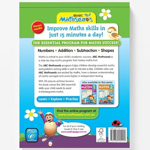 Kindergarten, 1st Grade & 2nd Grade Math Workbook Ages 4-8, 600 Essential Lessons, Numbers, Operations, Fractions, Shapes, Worksheets + Yearly Planner, 260 Full Color Pages Each, Mathseeds thumbnail 3