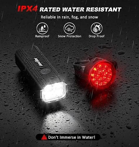 Ascher 1000 Lumens Super Bright Bike Lights for Night Riding, Type-C USB Rechargeable Bike Light Front and Back, 4 Light Modes, Waterproof Bicycle Headlight & Rear Taillight for Road Commuter Cycling thumbnail 4
