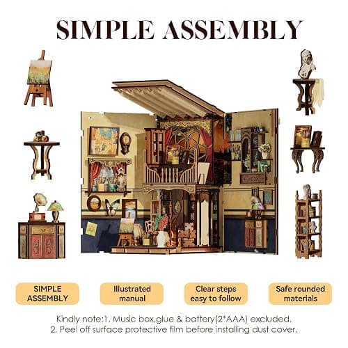 Book Nook Kits for Adults: LUMYCE Book Nook Kit Model Kits Craft Kits for Adults - DIY Miniature House Kit for Bookshelf Booknook Tiny House with Sensor Led Light thumbnail 3