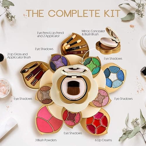 CoralBeau All In One Makeup Kit for Teens and Women - Flower Makeup Set for Girls 10-12 - Pigmented Eyeshadows, Lip Creams, Blushes, Concealer and Mirror - Full Starter Makeup Gift Set for Beginners thumbnail 2