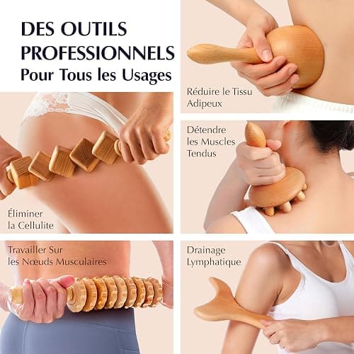 JARIS - Maderotherapie- Kit Professionnel Maderothérapie Corps | Abdomen et Cellulite | Kit Complet avec Instructions QR Écologiques | Maderothérapie pour Massages thumbnail 3