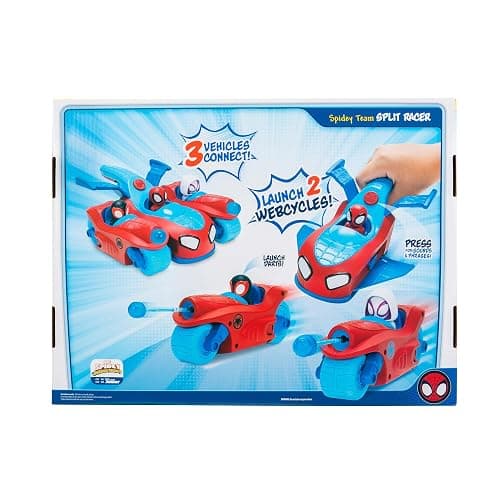 Jazwares Marvel Spidey and His Amazing Friends Spidey Team Split Racer - 8.5-Inch Three-in-One Vehicle with Web Darts, Sound Effects, and Phrases thumbnail 4
