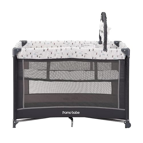 Pamo Babe Portable Baby Playpen, Lightweight Travel Playard with Mattress and Wheels (Rabbit) thumbnail 3