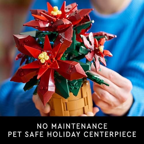 LEGO Icons Poinsettia Building Sets for Adults - Artificial Flowers for Decoration - Christmas Flowers for Table Centerpiece - 10370 thumbnail 7