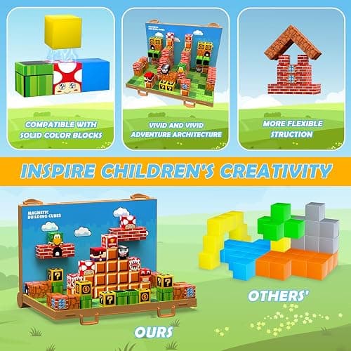 Magnetic Blocks, Build 3D Magnet Building Toys World with Magnetic Tiles, Foldable Magnet Board, STEM Sensory Toy for Kids, Toy Building Sets Gifts for Age 3 4 5 6-10 Year Old Boys Girls thumbnail 5