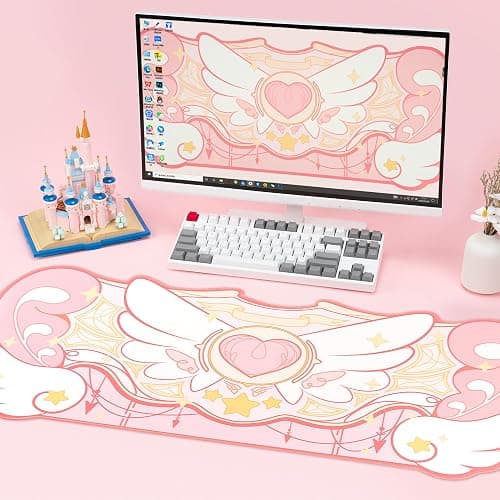 GeekShare Large Gaming Mouse Pad Kawaii Pink Non-Slip Rubber Back Mouse Pad Big Waterproof Desk Mat for Keyboard and Mouse Perfect for Gaming,or Home Office Work - Star Wings（Super Dense Cloth） thumbnail 7