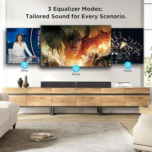 MZEIBO Sound Bar for Smart TV，80W Detachable Bluetooth Soundbar with Powerful Bass, 2-in-1 Home Theater Audio System, ARC/Optical/AUX Connectivity for TV/PC/Laptop/Game Console thumbnail 6