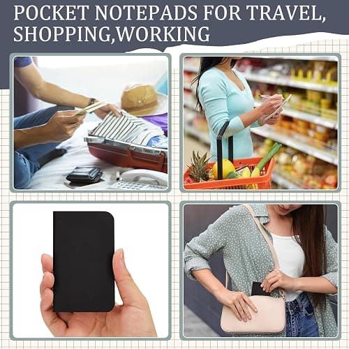 Qeeenar 60 Pcs Pocket Notebook Mini Journal Bulk, 2.5" x 4" Kraft Paper Small Lined Notepads Softcover Cute Memo Diary Subject Notepads for Kids Student Back to School Supplies(Black) thumbnail 5