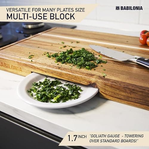 Acacia Wood Cutting Boards for Kitchen, Wooden Chopping Board for Meat, Cheese and Charcuterie Boards with Handles (ExtraThick 1.6"). Premium Quality Butcher Block (Oil bottle & Plate included) thumbnail 2