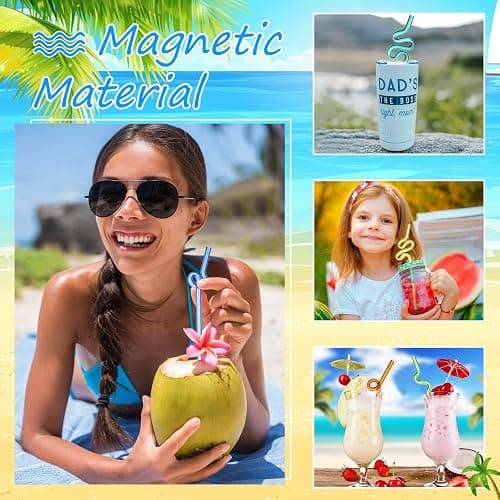 Yinkin 6 Pcs Wavy Glass Straws Reusable Curved Straw Shatter Resistant with 2 Cleaning Brushes Clear Silly High Borosilicate for Kids Adults Smoothies Juice (Colorful, 8 Inch) thumbnail 6