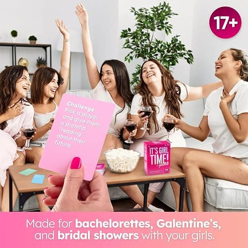 ⭐️ It’s Girl Time - Girls Night Card Game for Bachelorette, Galentines or Ladies Night - 240 Sweet & Sassy Questions with Challenges - Fun Party Game for Adults & Teens thumbnail 3