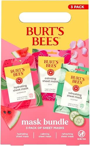 Burt's Bees Mothers Day Gifts, Face Mask Bundle Set, Hydrating Watermelon, Calming Rose, & Refreshing Cucumber, Face Sheet Masks for Single Use Skin Care, 99% Natural Origin, 3 Count, 0.33oz Each thumbnail 5