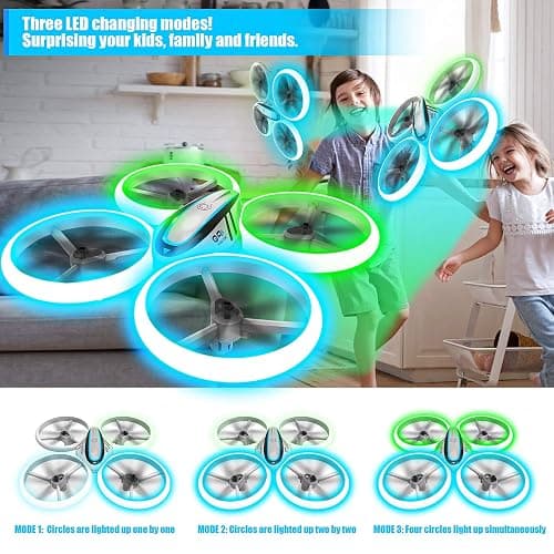 Q9s Drones for Kids,RC Drone with Altitude Hold and Headless Mode,Quadcopter with Blue&Green Light,Propeller Full Protect,2 Batteries and Remote Control,Easy to fly Kids Gifts Toys for Boys and Girls thumbnail 2