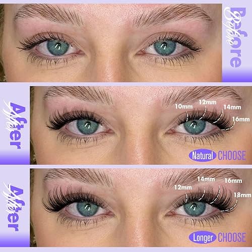 Pawotence Lash Clusters Kit Wispy Lash Extension Kit 10-18mm Cluster Eyelash Extensions Kit Individual Lashes 144pcs Eyelash Clusters with Lash Bond and Seal, Lash Tweezers for Self Use thumbnail 2