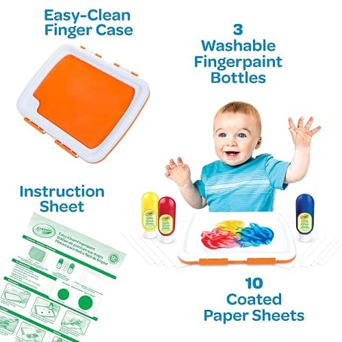Crayola Mess Free Finger Painting Station – Washable Finger Paint for Toddlers, Essential Easter Basket Stuffers, Spring Arts & Crafts Set, Sensory Activity, Travel Toy, Ages 1+ thumbnail 2