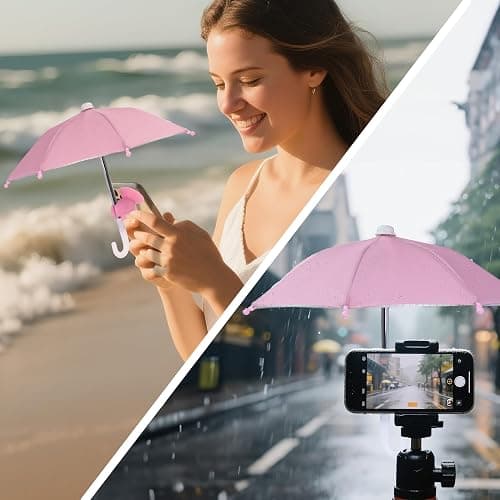 HZZADZXW Cell Phone Umbrella for Sun Shade, Universal Adjustable Stand with Cute Piggy Suction Cup, Outdoor Anti-Reflective Glare Blocking Cell Phone Sun Visor, Pink thumbnail 6