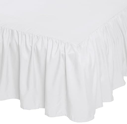 Amazon Basics Lightweight Ruffled Bed Skirt, Classic Style, Soft and Stylish 100% Microfiber with 16" Drop, Machine Washable, Wrinkle Free, Queen, Bright White, Solid thumbnail 2