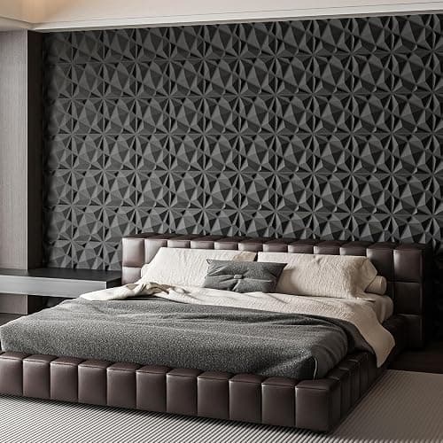 Art3dwallpanels 20 Pack 3D Wall Panels for Interior Wall Decor, 12''x12'' White Accent Diamond Panels for Gaming Room Bedroom TV Background, Black thumbnail 8