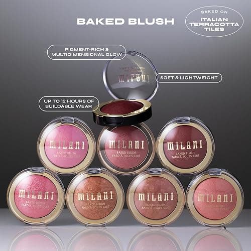 Milani Baked Blush, Makeup Powder Blush for Cheeks - Dolce Pink | Radiant, Multidimensional Color Infused With Skin-Loving Ingredients. Long-Lasting, Buildable Baked Blushes Made In Italy. thumbnail 8