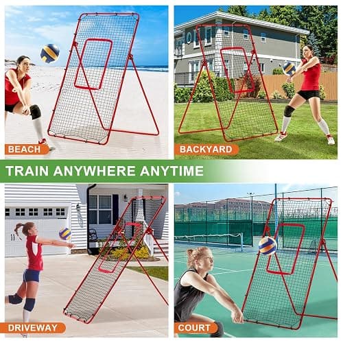 Volleyball Rebounder Net with Carry Bag, 7x4 ft Training Equipment for Backyard/Indoor/Outdoor, 6 Angles Adjustable Net for Practicing Volleying, Bumping, Spiking thumbnail 6