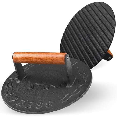 Heavy-Duty Cast Iron Burger Press 8.5 Inch Round Burger Smasher, Grill Press for Cooking Burgers, Bacon, Sandwiches, Steak, Ground Beef, Meats, Sausages, and So On thumbnail 2