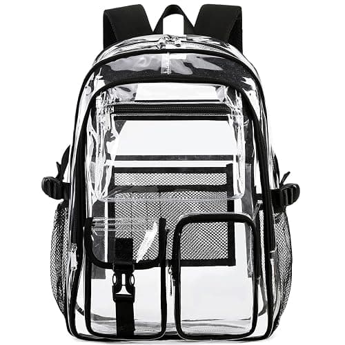 abshoo Large Clear Backpack For Girls Women School Bookbag Heavy Duty Transparent Backpack (Pink) - Pink thumbnail 4
