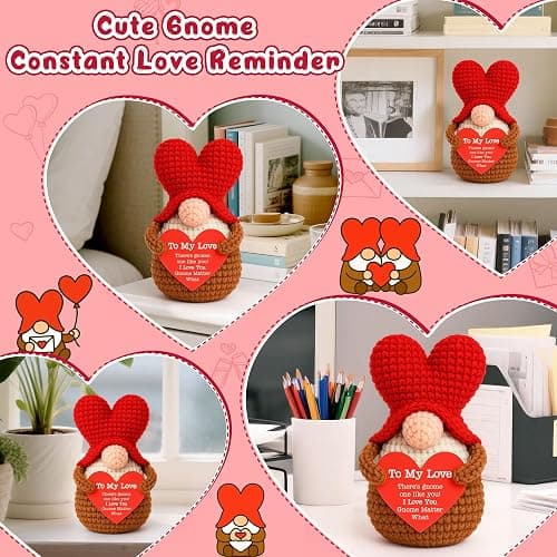 BackURyear Valentines Day Gifts for Her Him, to My Love Crochet Heart Gnome Wedding Anniversary Long Distance Gift for Boyfriend Girlfriend Wife Husband, Romantic Birthday Gift for Couple thumbnail 8