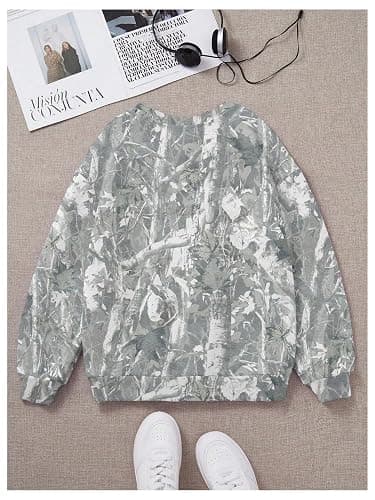 OYOANGLE Girl's Number Camo Print Jersey Sweatshirts Long Sleeve Loose Pullover Top Streetwear thumbnail 3