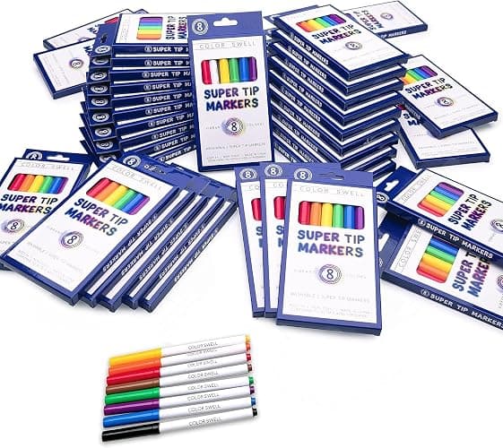 Color Swell Washable Bulk Markers Pack 36 Boxes of 8 Vibrant Colors Each (288 Total Super Tip Markers) for Classrooms, Parties, Donations, Home - Image 1