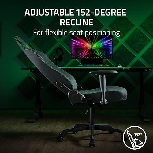 Razer Iskur V2 X Ergonomic Gaming Chair: Built-in Lumbar Support - Widened Seat Base - High Density Foam Cushions - Adjustable 152 Degree Recline - 2D Armrests - Plush Fabric Finish - Black thumbnail 7