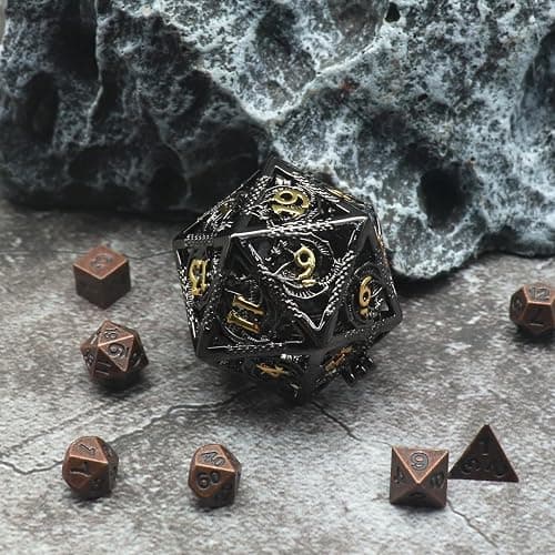 Haxtec Mini Metal DND Dice Set, Tiny Dice with D20 Hollow Cage Necklace & Keychain, Portable Micro D&D Dice for RPG, Cute Small Dice Set for Travel, Unique Dungeons and Dragons Gifts for Men Women thumbnail 2