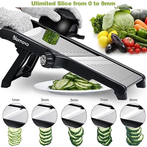Blamovo Mandoline Slicer for Kitchen, Vegetable Mandolin Slicer with Adjustable Thickness by One-Knob Control, Veggie Fruit Potato Slicer Julienne, with Safety Gloves thumbnail 3