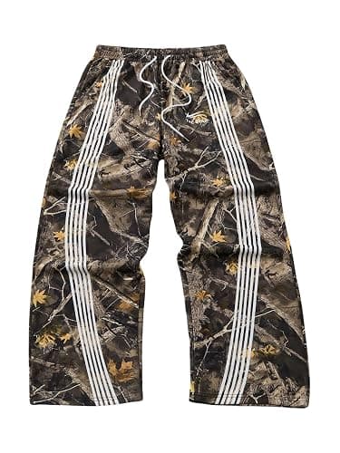 GORGLITTER Men's Baggy Wide Leg Sweatpants Y2K Striped Side Drawstring Waist Barrel Track Pants with Pockets - Image 1