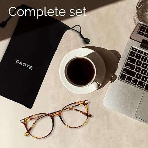 Gaoye Blue Light Blocking Glasses, Retro Round Eyewear Frame Anti Eyestrain Computer Glasses for Women Men (Tea Leopard/Transparent Lens) thumbnail 7