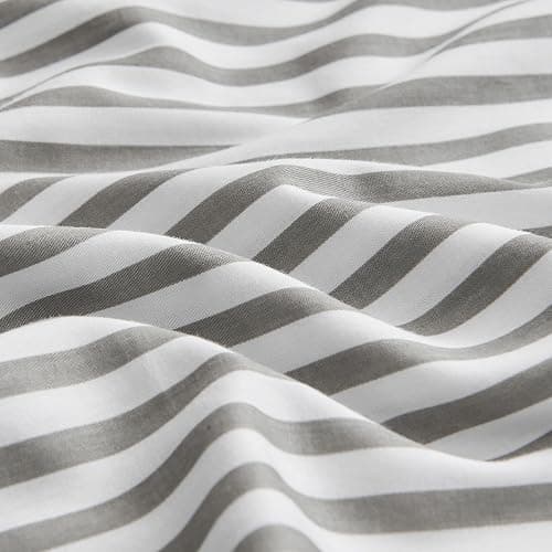 JELLYMONI 100% Natural Cotton Striped Standard Pillowcases Set, 2 Pack White and Grey Stripes Pattern Printed Pillow Covers with Envelope Closure(Pillows are not Included) thumbnail 6