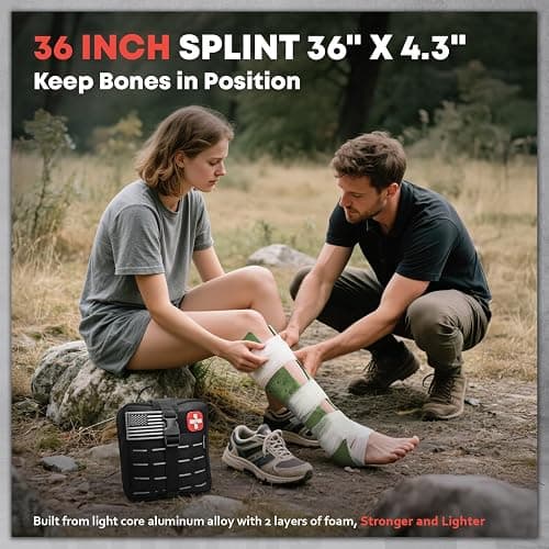 Advanced Trauma First Aid Kit - Emergency Camping Gear with Tourniquet Kit, Compression Bandage, 36" Splint | Portable Survival Gear for Outdoor, Home, Camping- Gift for Husband Dad and Wife-Black thumbnail 3