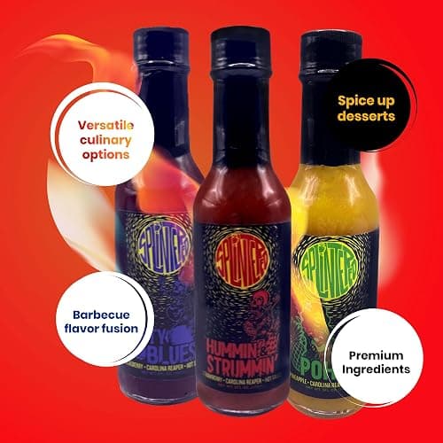 The Splintered Sauce Hot Sauce Trio - Carolina Reaper Variety Pack with Luscious Fruit Pairings- Blueberry - Strawberry - Pineapple - Perfect for Dipping, Dressing, and Spicing Up Your Meals! thumbnail 8