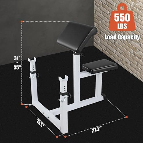 BBBuy Adjustable Arm Preacher Curl Bench Bicep Strengh Bench Seated Strenghthen Training Isolated Barbell Dumbell Biceps Station for Home Gym thumbnail 4