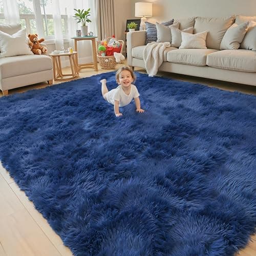 8x10 Area Rugs for Living Room Bedroom, Large Area Rug Shaggy Carpet Soft Plush Furry Bedside Rug, Rugs for Home Decor (Royal Blue, 8 x 10) - Image 1