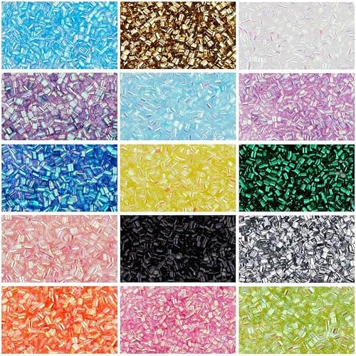 DICOSMETIC 15 Colors 180g Crispy Bingsu Beads for Slime About 19050Pcs Iridescent Soft Straw Tube Beads 3D Glitter Plastic Bead Assortment Crunchy Slime Microbeads Supplies - Image 1