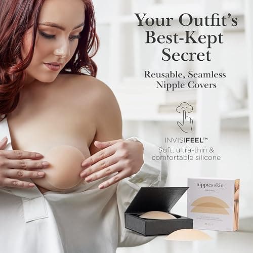 Nippies Nipple Covers for Women - Reusable Sticky Silicone Pasties with Travel Case - Original Circle or Lift Style Available thumbnail 2