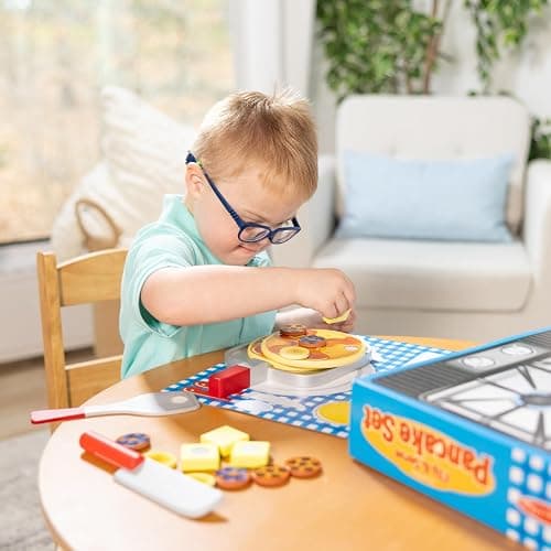 Melissa & Doug Flip and Serve Pancake Set (19 pcs) - Wooden Breakfast Play Food thumbnail 2