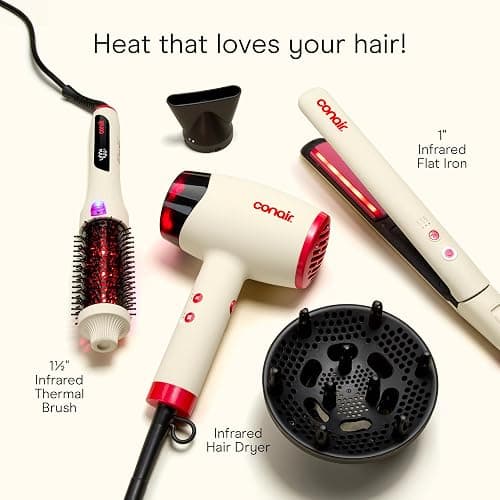 Conair InfinitiPRO Infrared Hair Dryer + Diffuser, Ionic Fast Drying, White | Infrared ionic blow dryer w/ fast drying tech, reduces heat damage & offers salon quality, includes diffuser & concentrator thumbnail 10