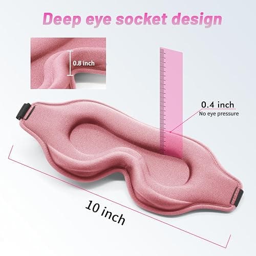 Sleep Eye Mask for Men Women, Lash Extensions 3D Sleeping Mask, Travel Blackout Night Blindfold Eye Shade Cover with Adjustable Strap (Pink-3D) thumbnail 4